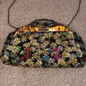 Unique Vintage sequined bag with removable chain